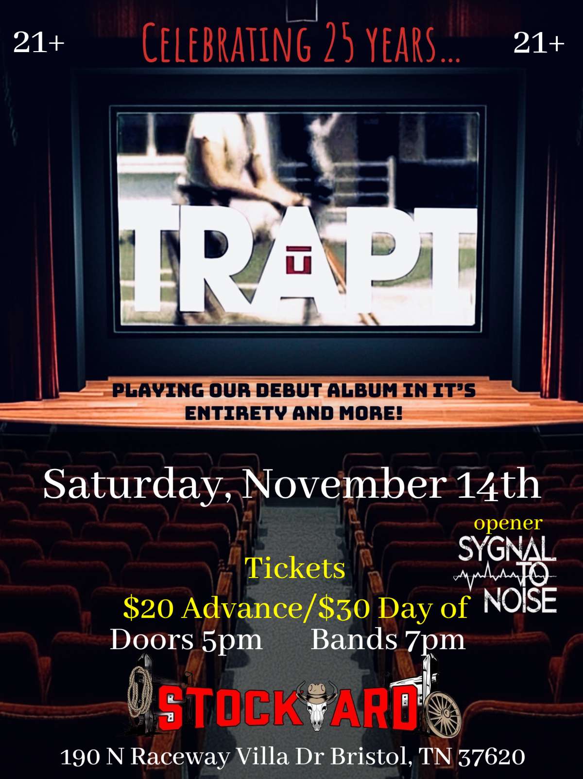 TRAPT Celebrating 25 Years w/ special guest Signal To Noiselive at Stockyard