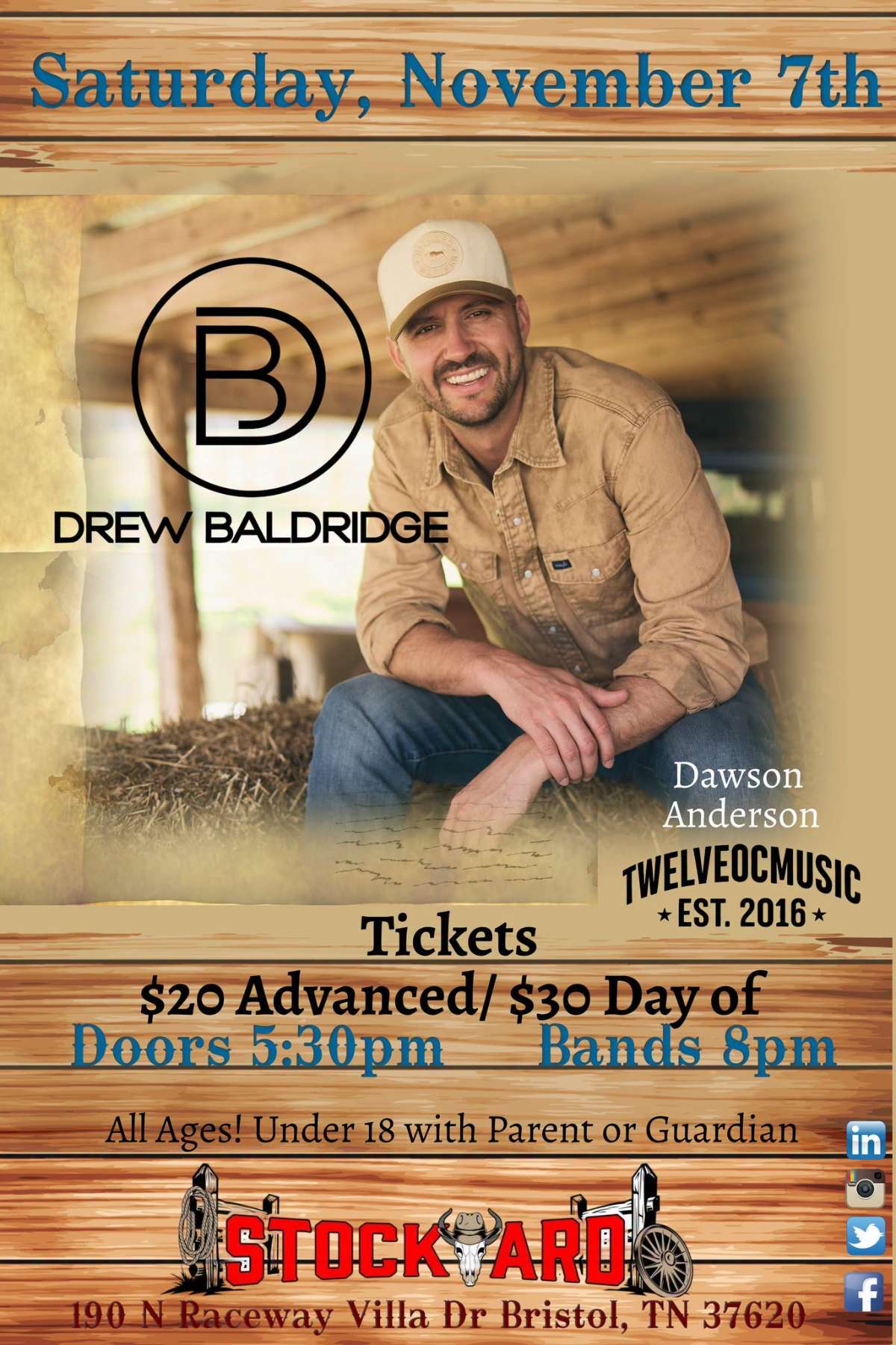Drew Baldridge wsg 12/OC & Dawson Anderson live at Stockyard